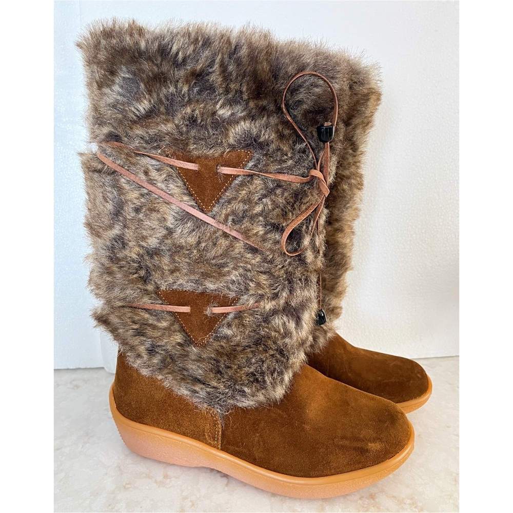 Oscar Sport Brown Faux Fur Leather Winter Boots 37 New